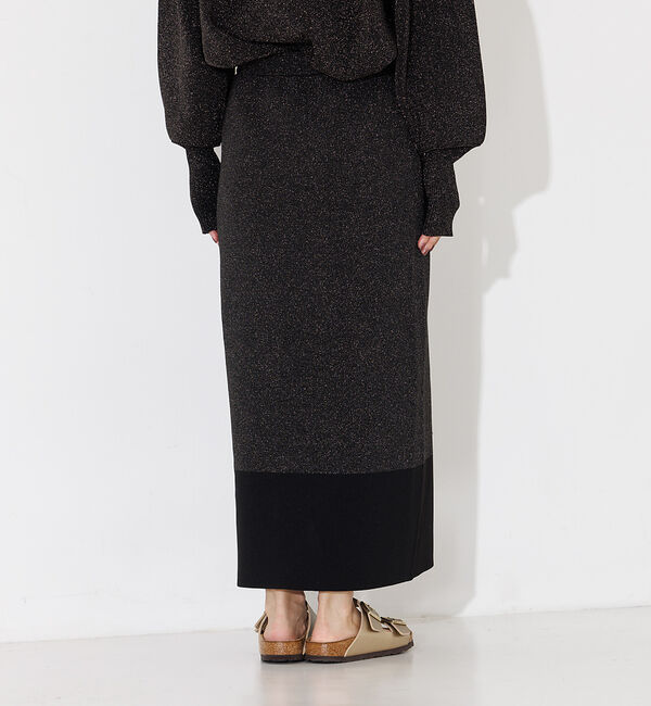 NOMINE「【上下2点セット/セットアップ対応】ラメプテーティングニットトップス＋ニットスカ」|スカート|