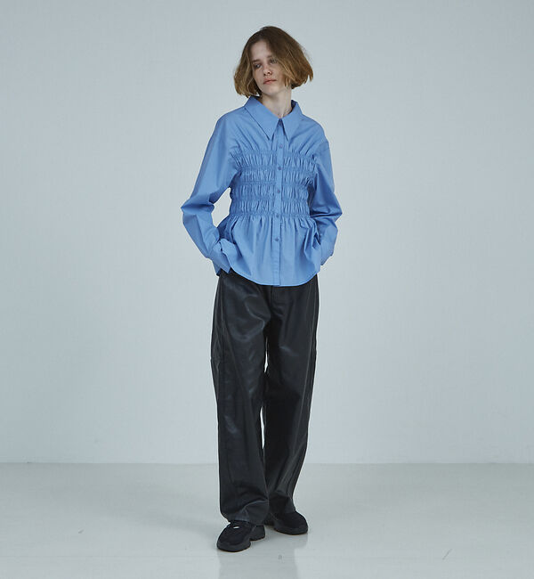 NOMINE「ビスチェ風 シャーリング シャツ」|シャツ・ブラウス|