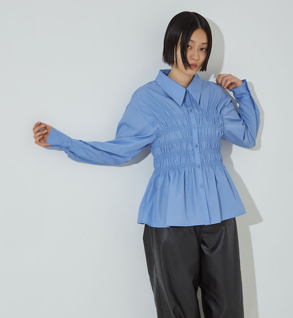 NOMINE「ビスチェ風 シャーリング シャツ」|シャツ・ブラウス|