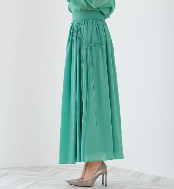  「切り替えギャザーロングスカート」|スカート|