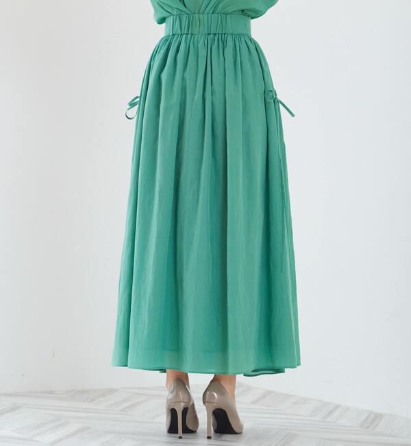 「切り替えギャザーロングスカート」|スカート|