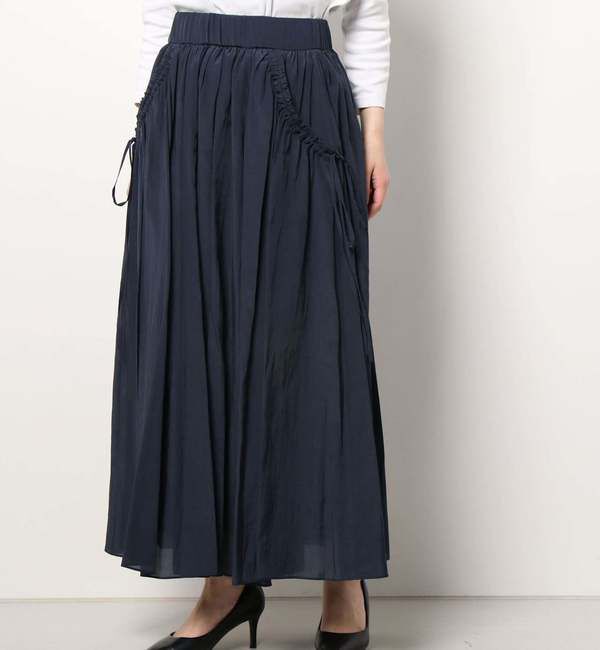  「切り替えギャザーロングスカート」|スカート|