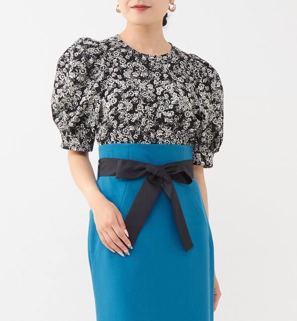 TIARA「ヴィンテージフラワープリントギャザーブラウス」|シャツ・ブラウス|ブラック