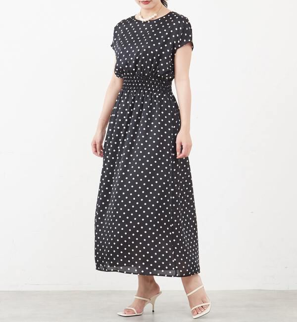 TIARA「ドットプリントワンピース」|ワンピース|ブラック