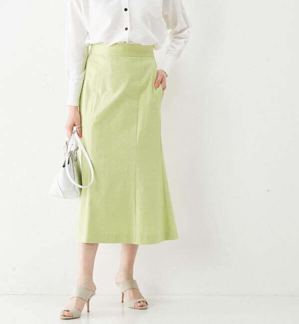 Liesse「ストレッチリネン　マーメイドスカート」|スカート|ライム
