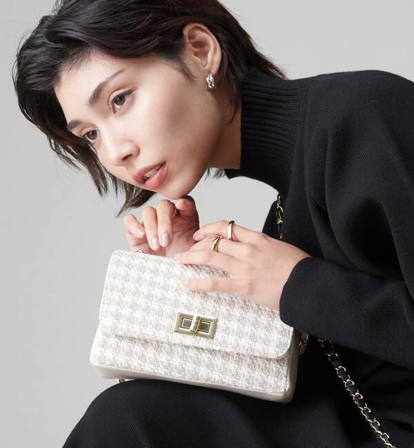 Liesse「【AULENTTI】ツイードチェーンバック/FB-05015-SA」|ショルダー・メッセンジャー|ベージュ
