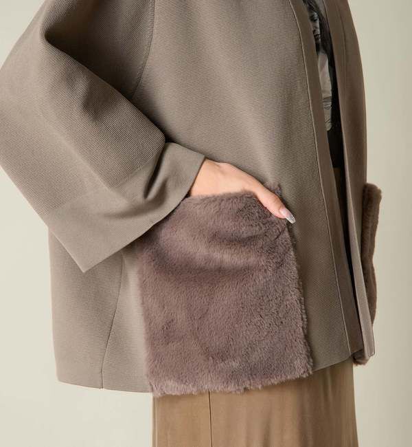 Liesse「エコファーポケットニットブルゾン」|カーディガン|