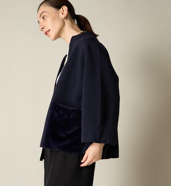 Liesse「エコファーポケットニットブルゾン」|カーディガン|