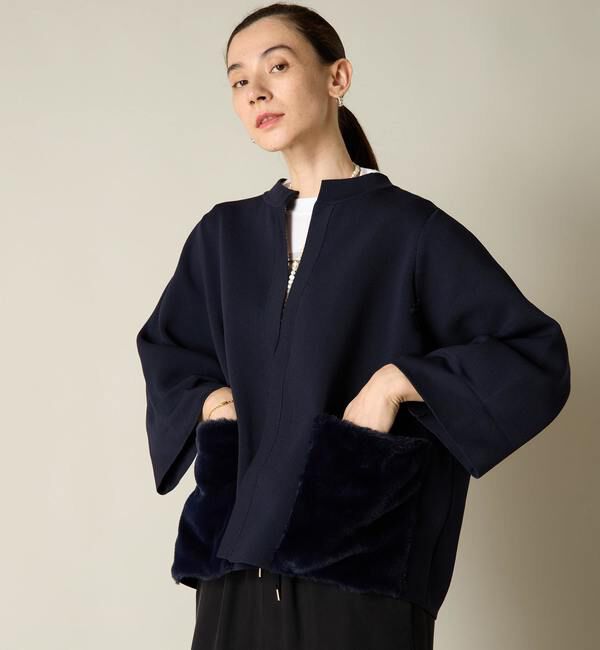Liesse「エコファーポケットニットブルゾン」|カーディガン|