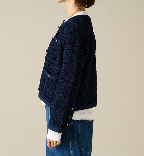 Liesse「ツイーディーニットジャケット」|カーディガン|