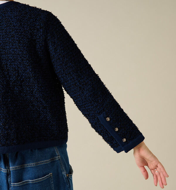 Liesse「ツイーディーニットジャケット」|カーディガン|