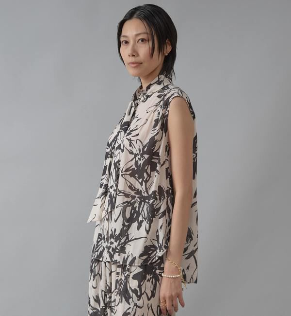 Liesse「フラワープリントボウタイ付きブラウス」|シャツ・ブラウス|