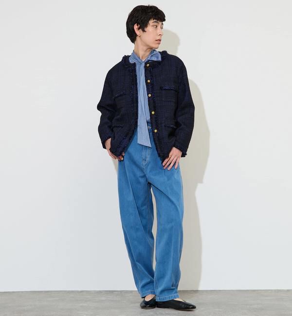 Liesse「フリンジノーカラーツイードジャケット」|ノーカラージャケット|