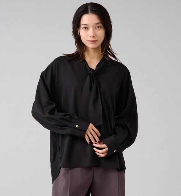 Liesse「フィブリルツイルワーク調ボウタイブラウス」|シャツ・ブラウス|