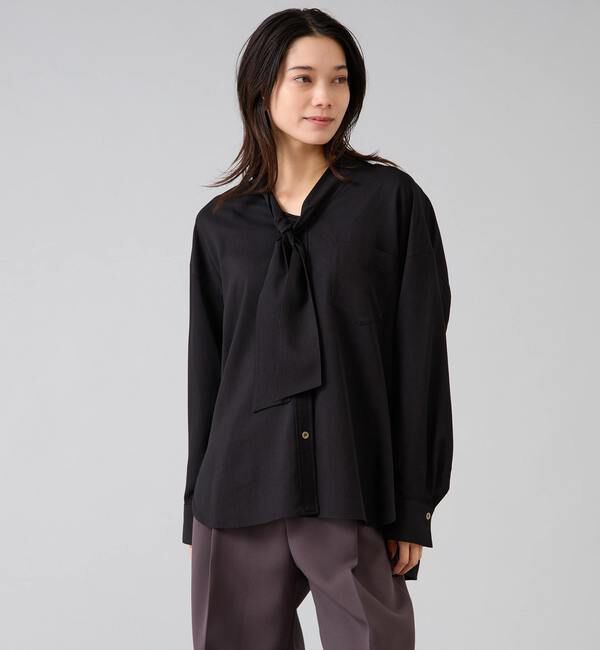 Liesse「フィブリルツイルワーク調ボウタイブラウス」|シャツ・ブラウス|