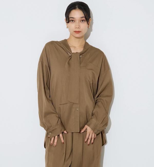 Liesse「フィブリルツイルワーク調ボウタイブラウス」|シャツ・ブラウス|