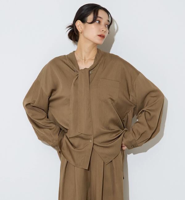 Liesse「フィブリルツイルワーク調ボウタイブラウス」|シャツ・ブラウス|