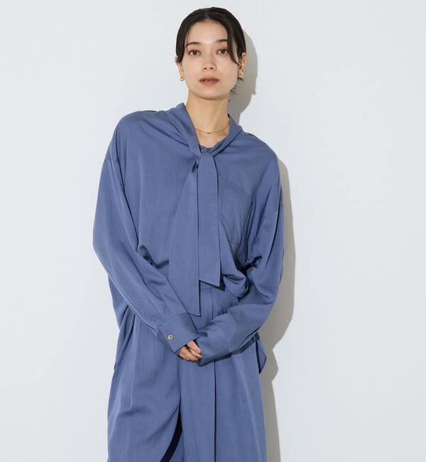 Liesse「フィブリルツイルワーク調ボウタイブラウス」|シャツ・ブラウス|