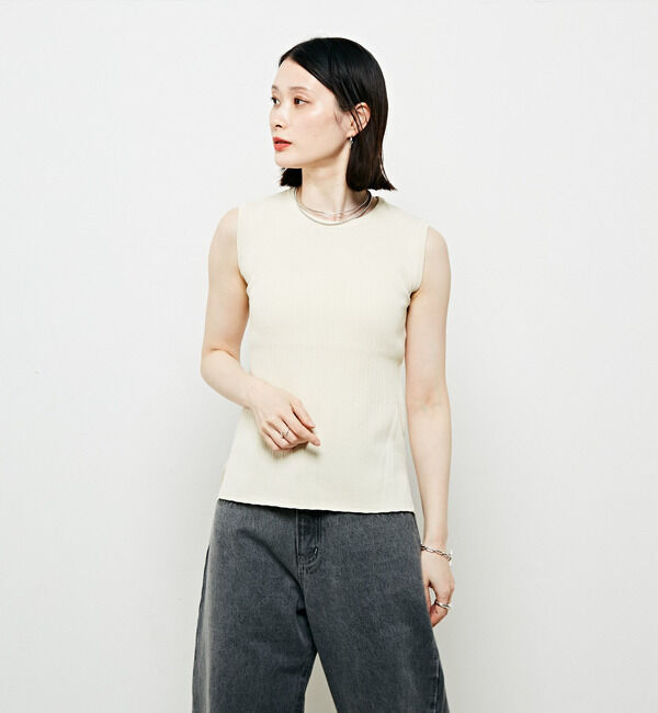 Soffitto「編み変化ノースリーブニット」|タンクトップ|
