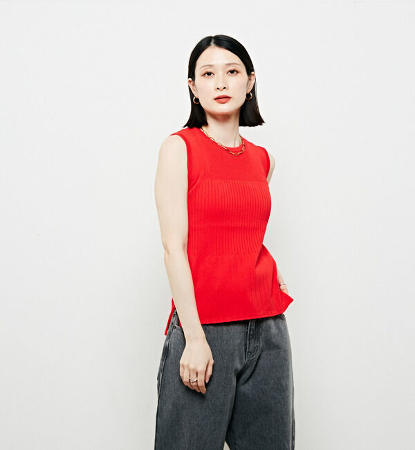 Soffitto「編み変化ノースリーブニット」|タンクトップ|