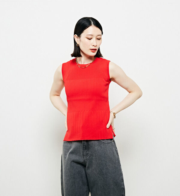 Soffitto「編み変化ノースリーブニット」|タンクトップ|