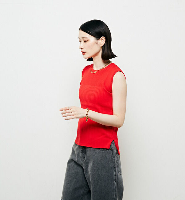 Soffitto「編み変化ノースリーブニット」|タンクトップ|