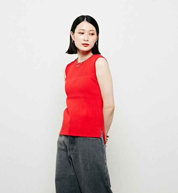 Soffitto「編み変化ノースリーブニット」|タンクトップ|