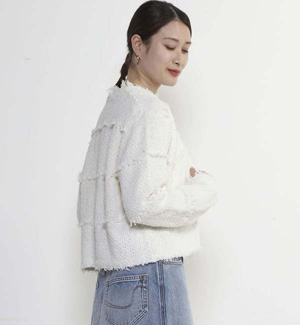 Soffitto「ツイード調ニットカーディガン」|カーディガン|