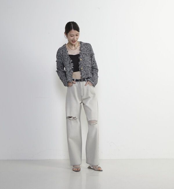 Soffitto「ツイード調ニットカーディガン」|カーディガン|