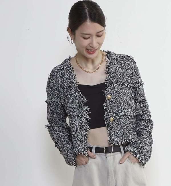 Soffitto「ツイード調ニットカーディガン」|カーディガン|