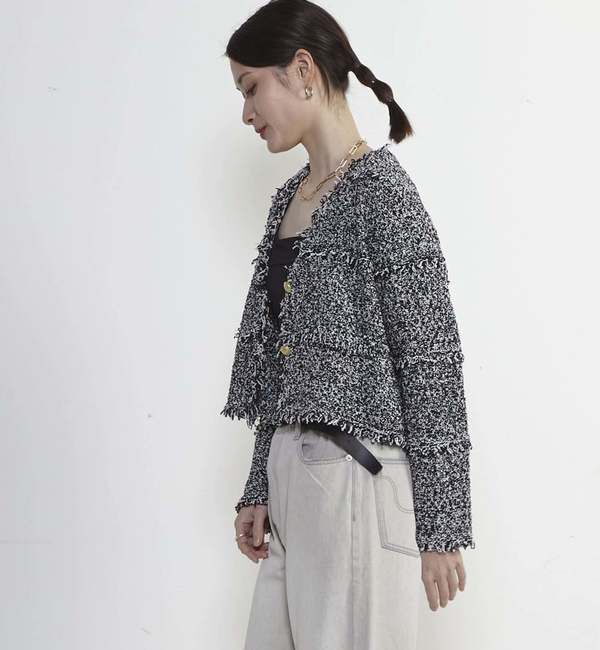 Soffitto「ツイード調ニットカーディガン」|カーディガン|