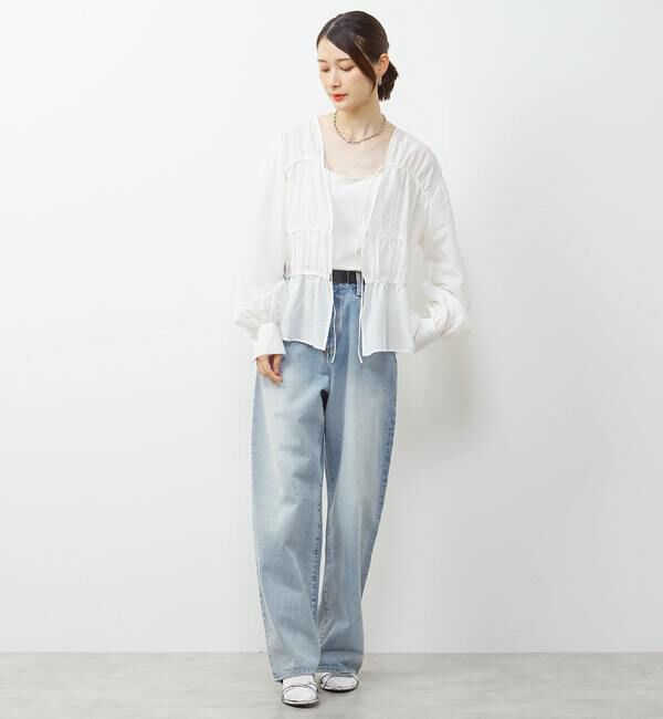 Soffitto「綿シルク前後2WAYリボンギャザーブラウス」|シャツ・ブラウス|