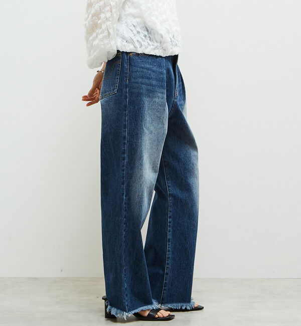 Soffitto「タックセミワイドデニムパンツ」|デニム|