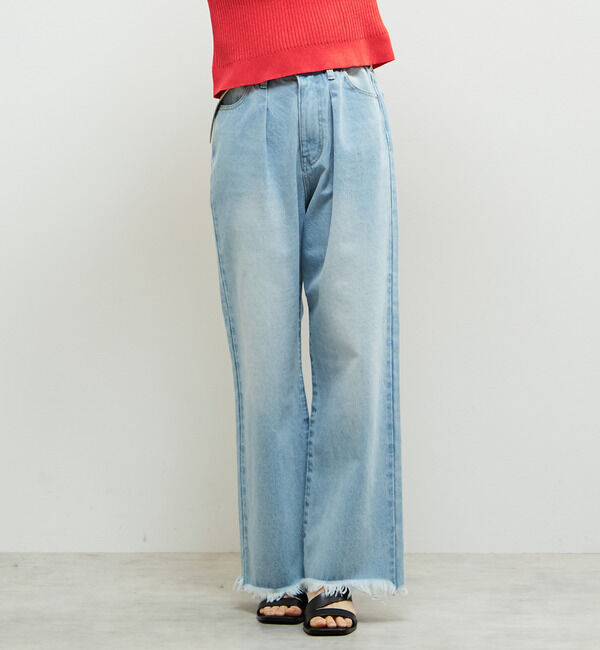Soffitto「タックセミワイドデニムパンツ」|デニム|