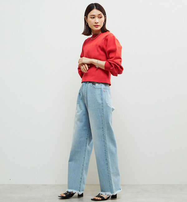 Soffitto「タックセミワイドデニムパンツ」|デニム|