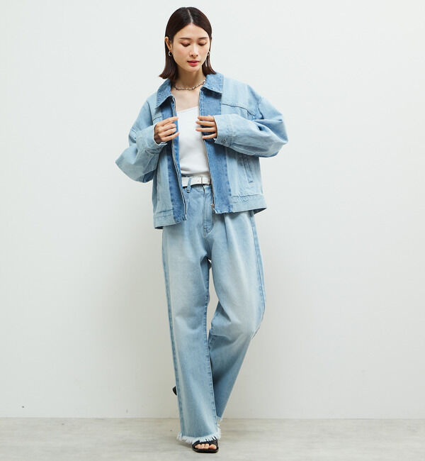 Soffitto「タックセミワイドデニムパンツ」|デニム|