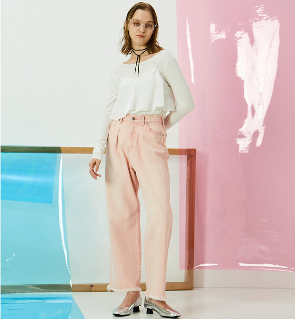 Soffitto「タックセミワイドデニムパンツ」|デニム|