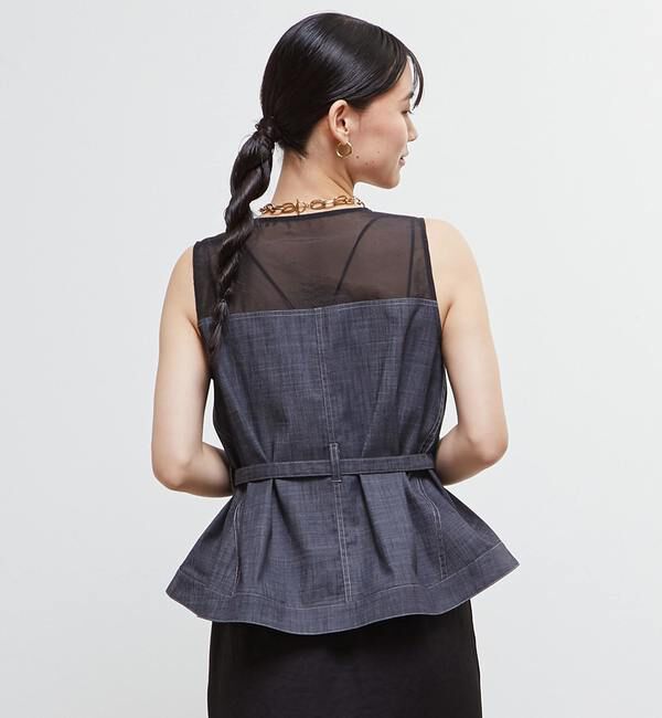 Soffitto「異素材使いノースリブラウス」|シャツ・ブラウス|