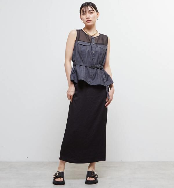 Soffitto「異素材使いノースリブラウス」|シャツ・ブラウス|