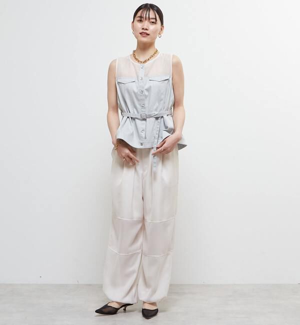 Soffitto「異素材使いノースリブラウス」|シャツ・ブラウス|