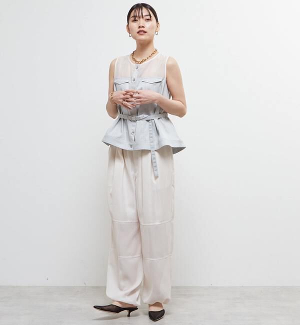 Soffitto「異素材使いノースリブラウス」|シャツ・ブラウス|