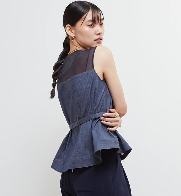 Soffitto「異素材使いノースリブラウス」|シャツ・ブラウス|