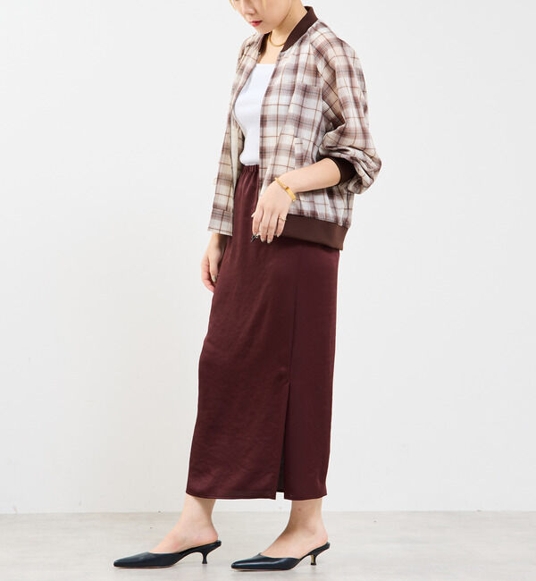 Soffitto「【定番】ウエストオールゴムストレッチサテンタイトスカート」|スカート|