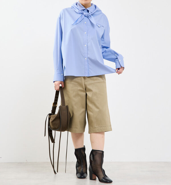 Soffitto「スカーフ付ビックシャツ」|シャツ・ブラウス|サックスブルー