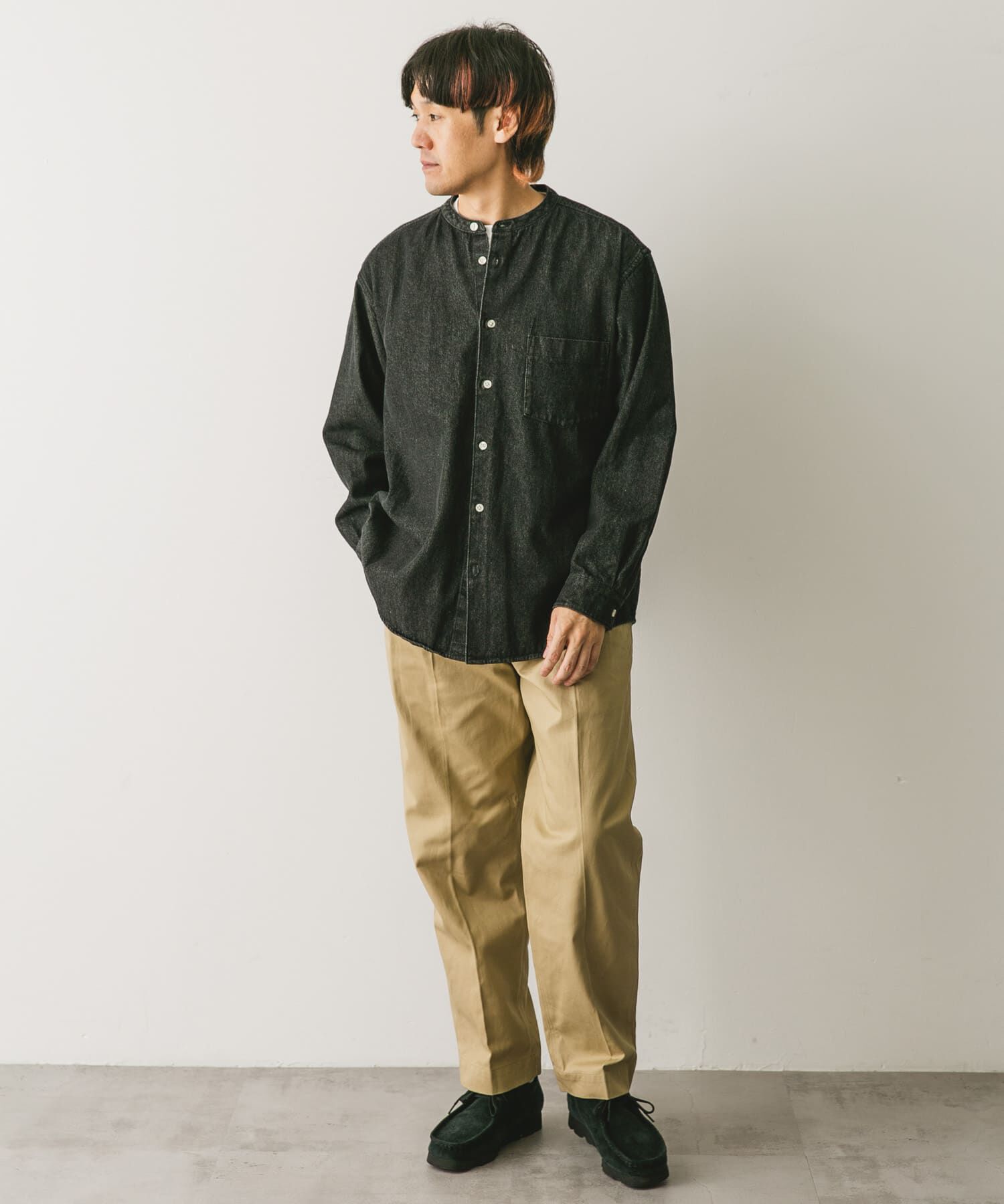 URBAN RESEARCH DOORS「デニムバンドカラーシャツ」|シャツ・ブラウス|