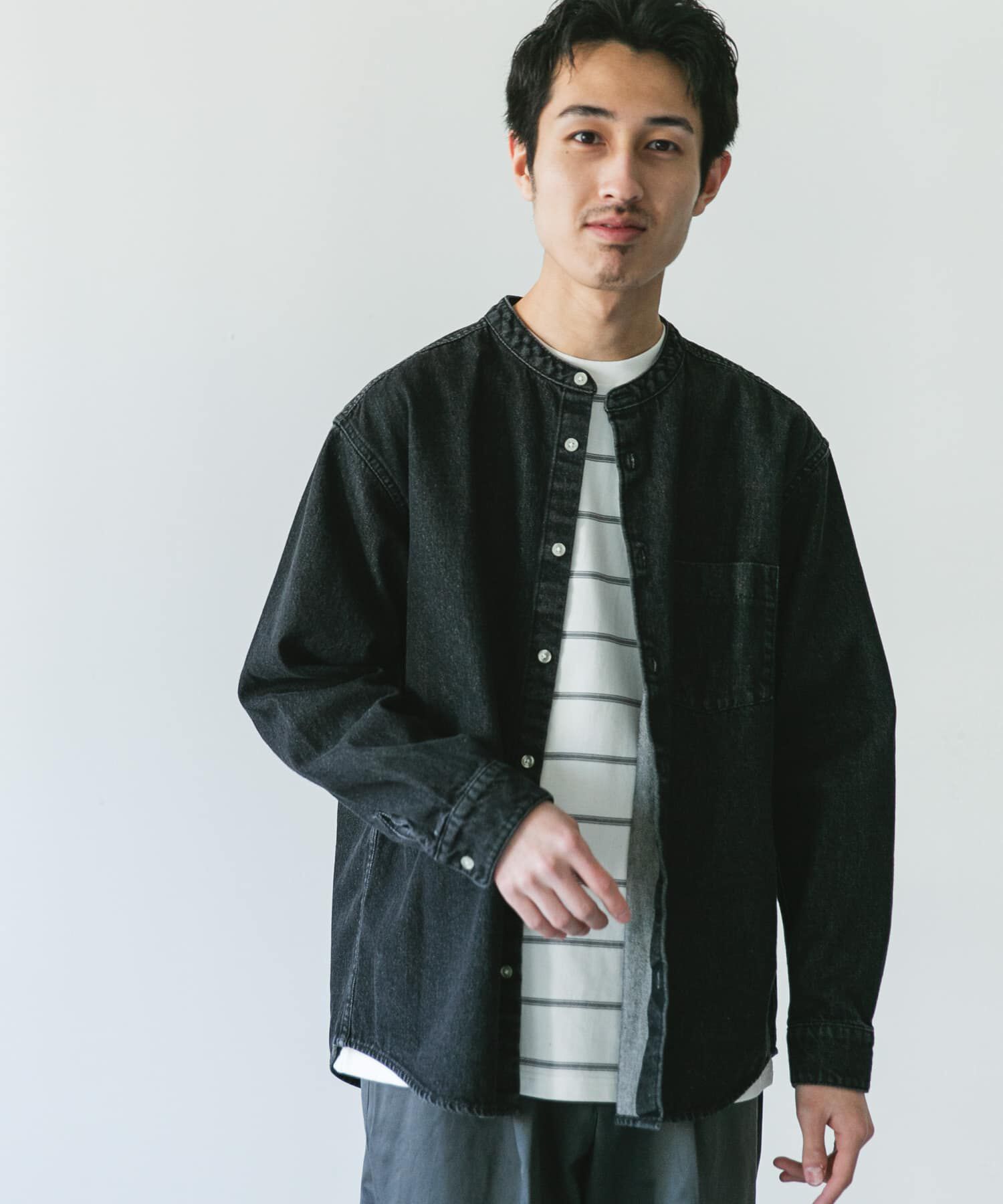 URBAN RESEARCH DOORS「デニムバンドカラーシャツ」|シャツ・ブラウス|