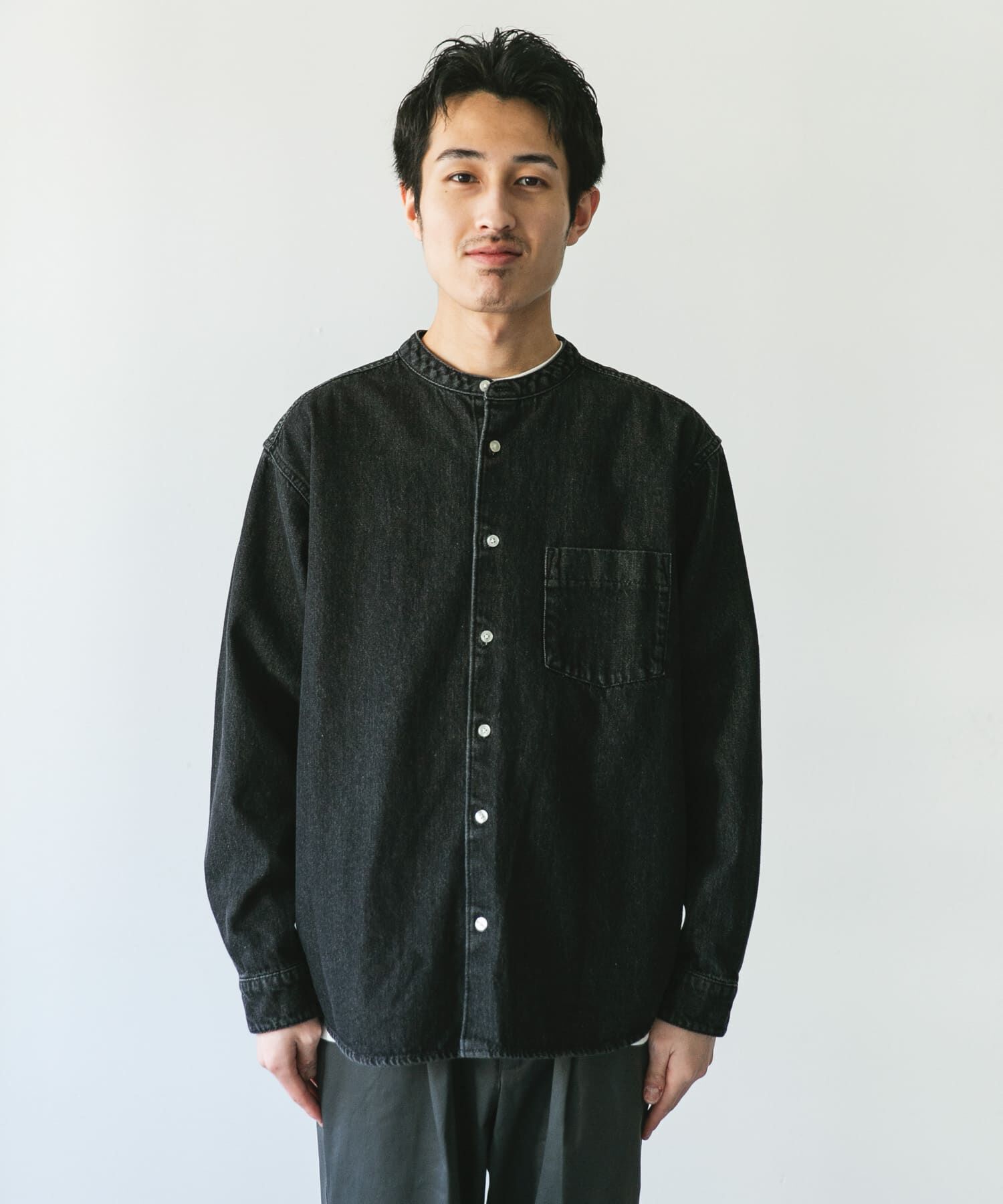 URBAN RESEARCH DOORS「デニムバンドカラーシャツ」|シャツ・ブラウス|