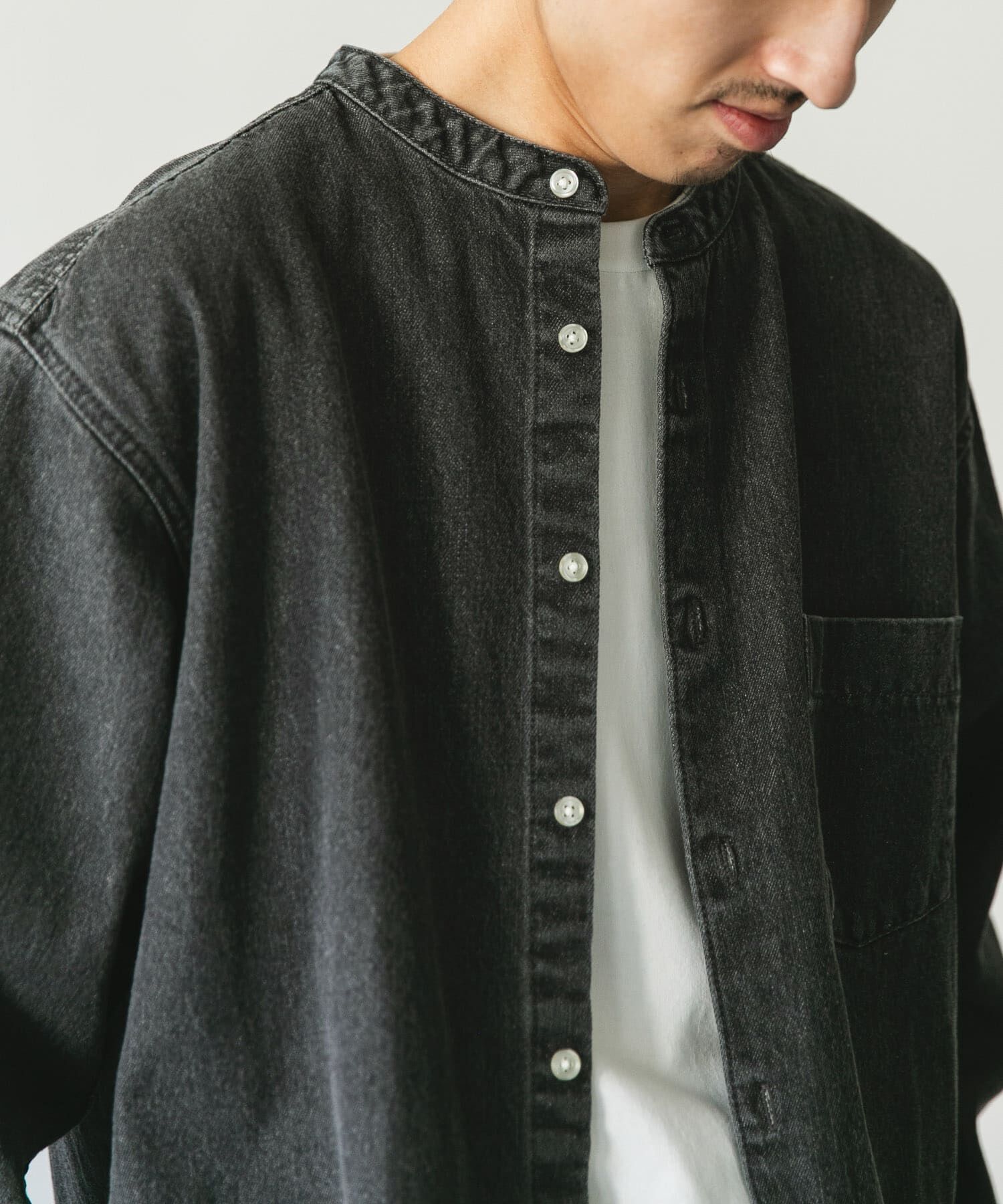 URBAN RESEARCH DOORS「デニムバンドカラーシャツ」|シャツ・ブラウス|