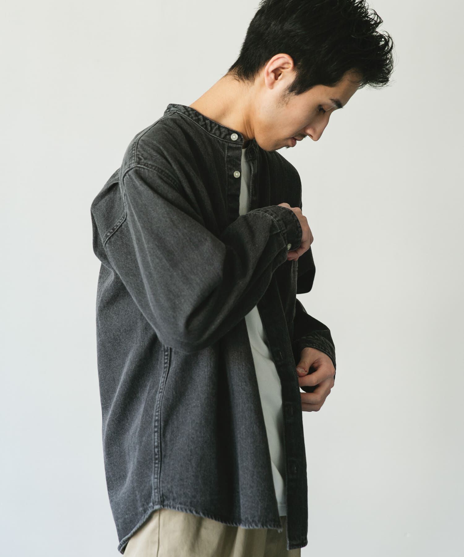 URBAN RESEARCH DOORS「デニムバンドカラーシャツ」|シャツ・ブラウス|