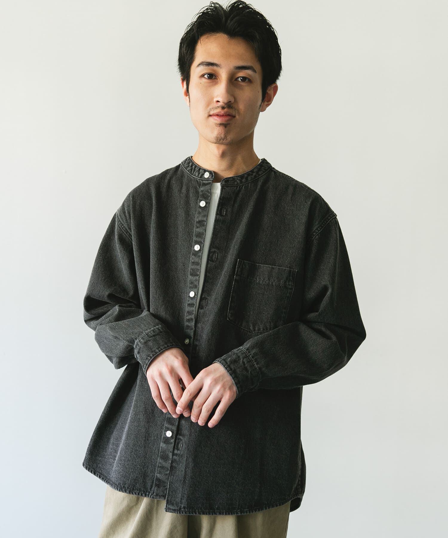 URBAN RESEARCH DOORS「デニムバンドカラーシャツ」|シャツ・ブラウス|